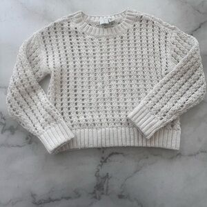 Joie White Crew Neck Sweater with Textured Knit